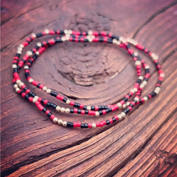 Set of 3 Georgia Bulldogs gameday stack miyuki delicas seed bead bracelets - Picture 2 of 15